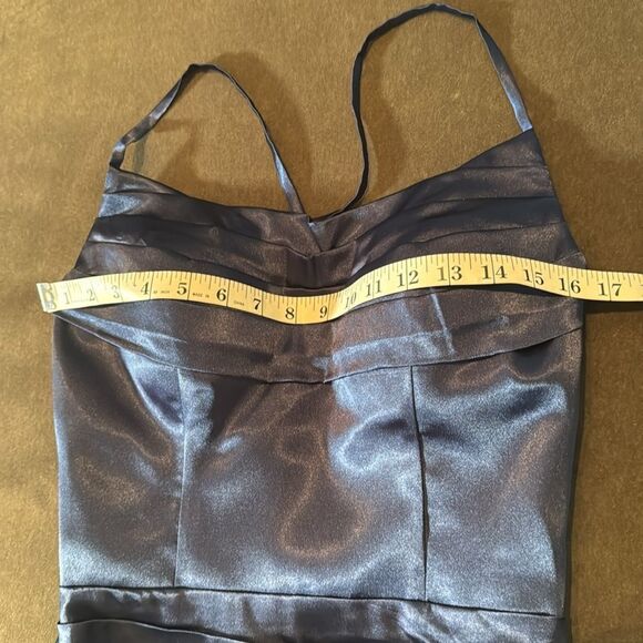 Women’s Blue FullLength Formal Dress Criss Cross Back Straps Leg Slit Size 2 NEW - Picture 13 of 13